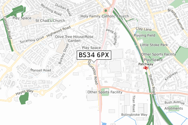 BS34 6PX map - small scale - OS Open Zoomstack (Ordnance Survey) BS34 6PX map - small scale - OS Open Zoomstack (Ordnance Survey)