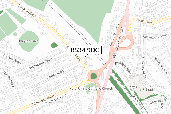 BS34 9DG map - large scale - OS Open Zoomstack (Ordnance Survey)