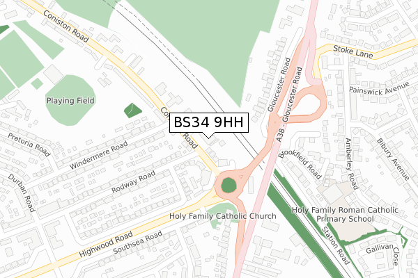BS34 9HH map - large scale - OS Open Zoomstack (Ordnance Survey) BS34 9HH map - large scale - OS Open Zoomstack (Ordnance Survey)