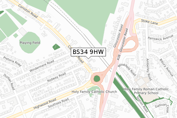 BS34 9HW map - large scale - OS Open Zoomstack (Ordnance Survey)
