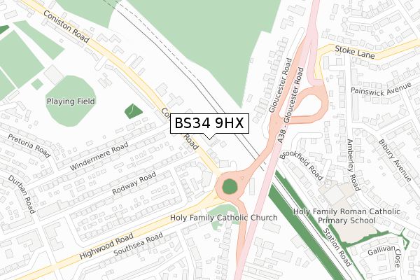 BS34 9HX map - large scale - OS Open Zoomstack (Ordnance Survey) BS34 9HX map - large scale - OS Open Zoomstack (Ordnance Survey)