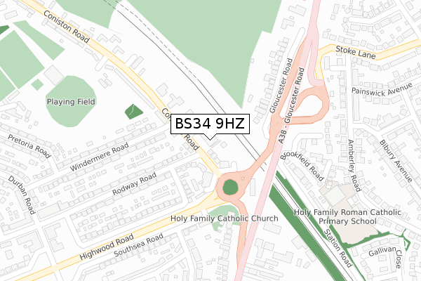 BS34 9HZ map - large scale - OS Open Zoomstack (Ordnance Survey)