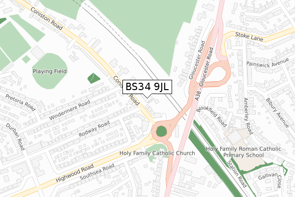 BS34 9JL map - large scale - OS Open Zoomstack (Ordnance Survey)