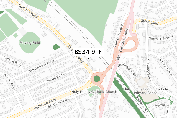 BS34 9TF map - large scale - OS Open Zoomstack (Ordnance Survey) BS34 9TF map - large scale - OS Open Zoomstack (Ordnance Survey)
