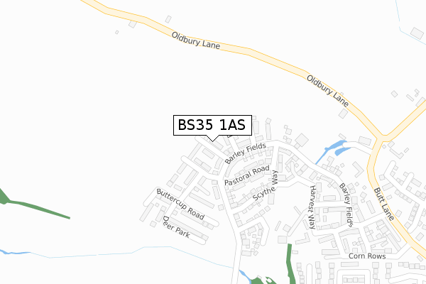 BS35 1AS map - large scale - OS Open Zoomstack (Ordnance Survey)