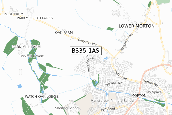 BS35 1AS map - small scale - OS Open Zoomstack (Ordnance Survey)
