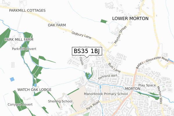 BS35 1BJ map - small scale - OS Open Zoomstack (Ordnance Survey)