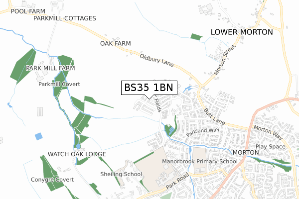 BS35 1BN map - small scale - OS Open Zoomstack (Ordnance Survey)
