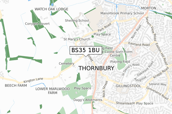 BS35 1BU map - small scale - OS Open Zoomstack (Ordnance Survey)