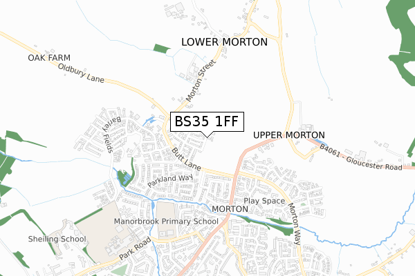 BS35 1FF map - small scale - OS Open Zoomstack (Ordnance Survey)