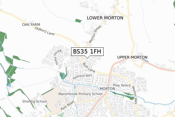 BS35 1FH map - small scale - OS Open Zoomstack (Ordnance Survey)