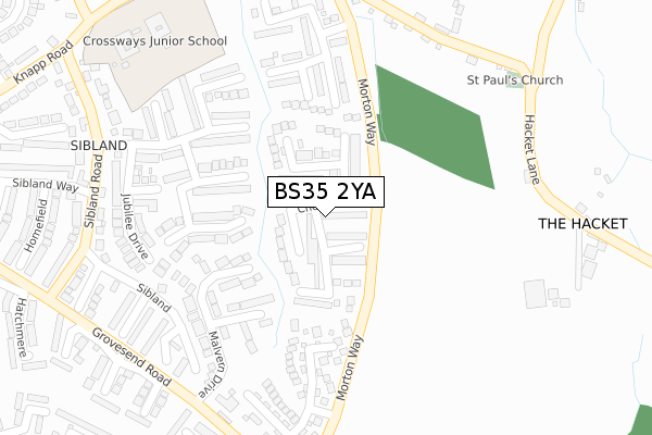 BS35 2YA map - large scale - OS Open Zoomstack (Ordnance Survey)