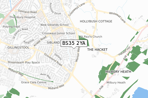 BS35 2YA map - small scale - OS Open Zoomstack (Ordnance Survey)