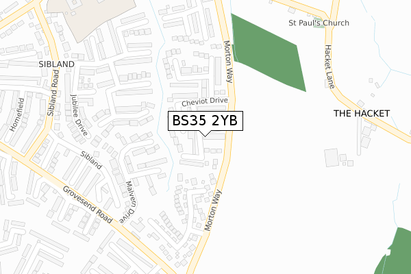 BS35 2YB map - large scale - OS Open Zoomstack (Ordnance Survey)