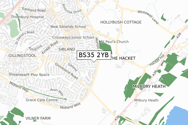 BS35 2YB map - small scale - OS Open Zoomstack (Ordnance Survey)
