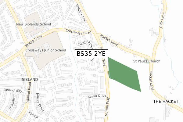 BS35 2YE map - large scale - OS Open Zoomstack (Ordnance Survey)