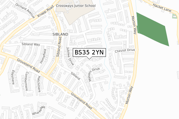 BS35 2YN map - large scale - OS Open Zoomstack (Ordnance Survey)