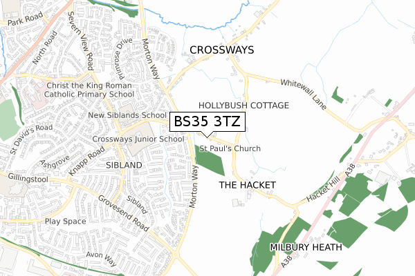 BS35 3TZ map - small scale - OS Open Zoomstack (Ordnance Survey)