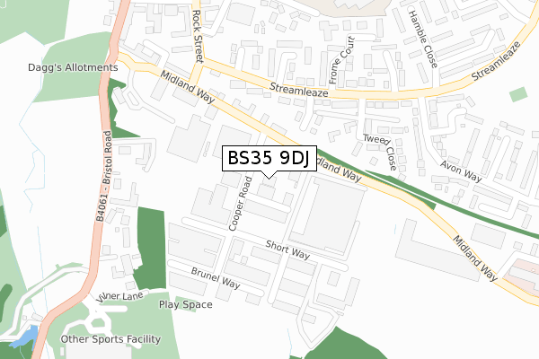 BS35 9DJ map - large scale - OS Open Zoomstack (Ordnance Survey)