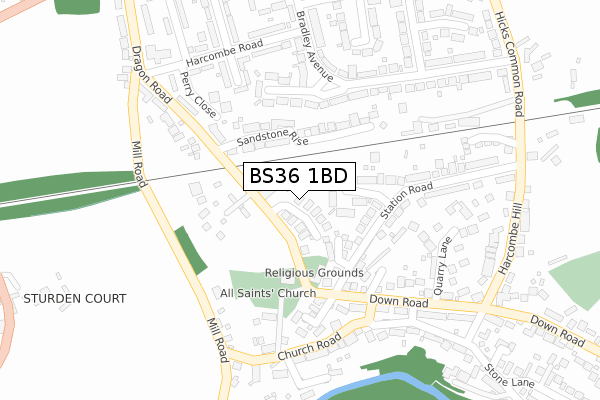 BS36 1BD map - large scale - OS Open Zoomstack (Ordnance Survey)