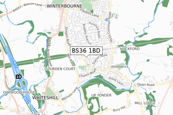 BS36 1BD map - small scale - OS Open Zoomstack (Ordnance Survey)