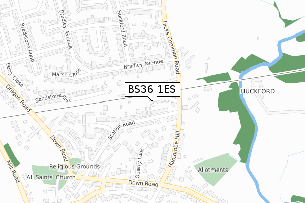 BS36 1ES map - large scale - OS Open Zoomstack (Ordnance Survey)