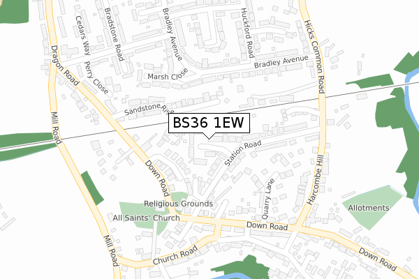 BS36 1EW map - large scale - OS Open Zoomstack (Ordnance Survey)