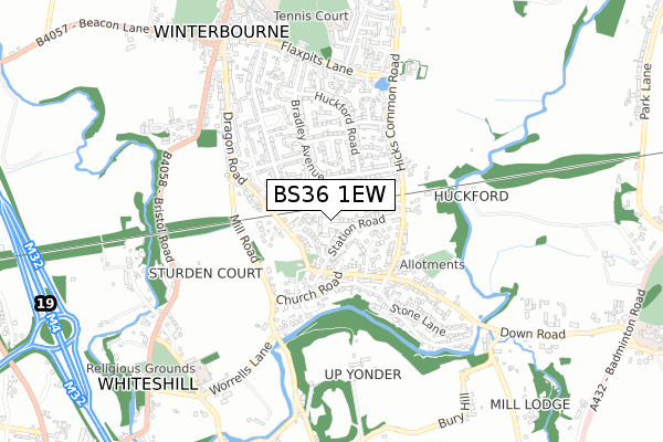 BS36 1EW map - small scale - OS Open Zoomstack (Ordnance Survey)