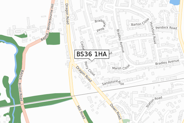 BS36 1HA map - large scale - OS Open Zoomstack (Ordnance Survey)