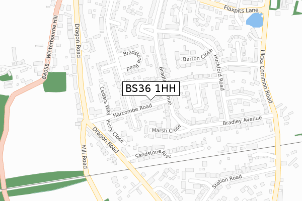 BS36 1HH map - large scale - OS Open Zoomstack (Ordnance Survey)