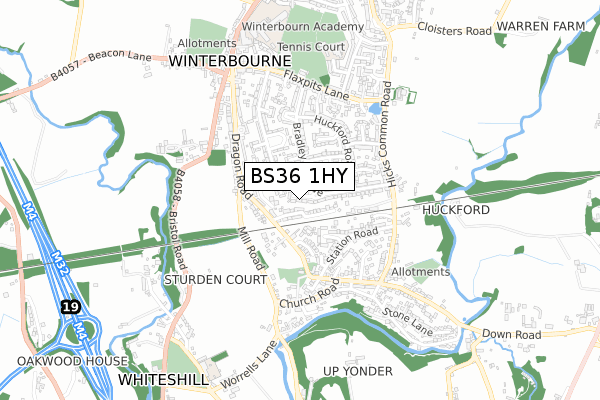 BS36 1HY map - small scale - OS Open Zoomstack (Ordnance Survey)