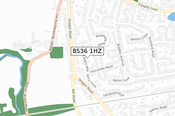 BS36 1HZ map - large scale - OS Open Zoomstack (Ordnance Survey)