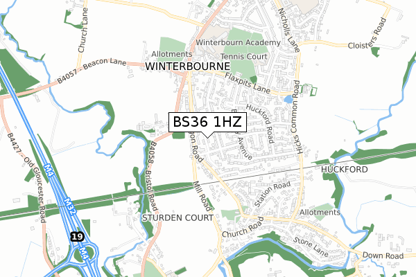 BS36 1HZ map - small scale - OS Open Zoomstack (Ordnance Survey)