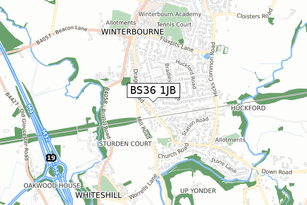 BS36 1JB map - small scale - OS Open Zoomstack (Ordnance Survey)