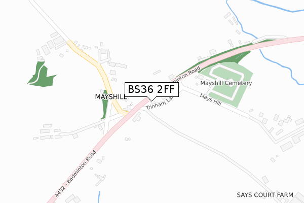 BS36 2FF map - large scale - OS Open Zoomstack (Ordnance Survey)