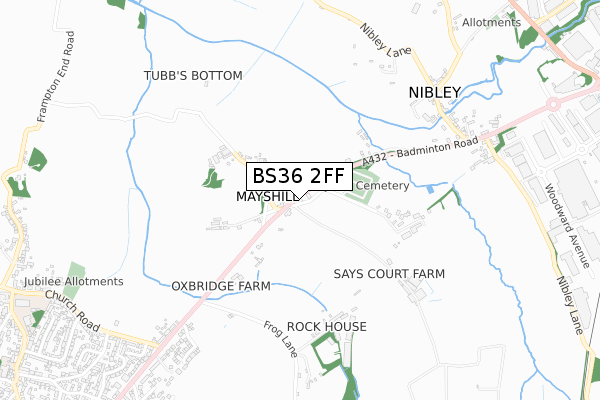 BS36 2FF map - small scale - OS Open Zoomstack (Ordnance Survey) BS36 2FF map - small scale - OS Open Zoomstack (Ordnance Survey)