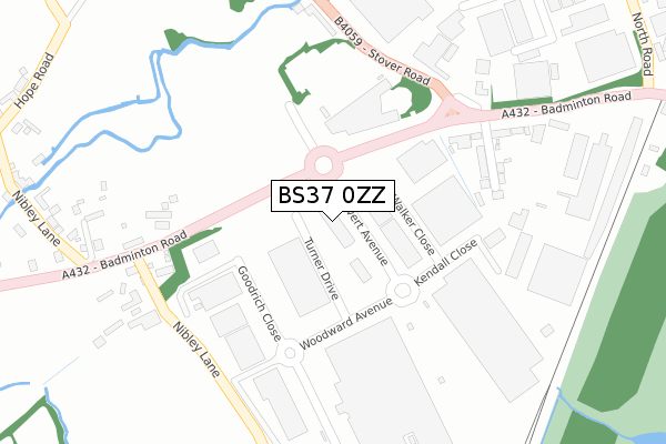 BS37 0ZZ map - large scale - OS Open Zoomstack (Ordnance Survey)