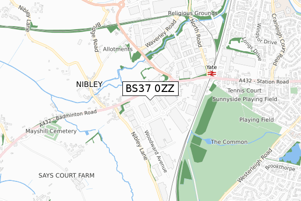 BS37 0ZZ map - small scale - OS Open Zoomstack (Ordnance Survey)