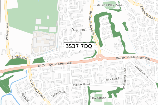 BS37 7DQ map - large scale - OS Open Zoomstack (Ordnance Survey)