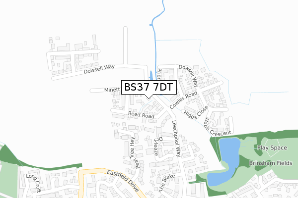 BS37 7DT map - large scale - OS Open Zoomstack (Ordnance Survey)