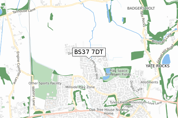 BS37 7DT map - small scale - OS Open Zoomstack (Ordnance Survey)