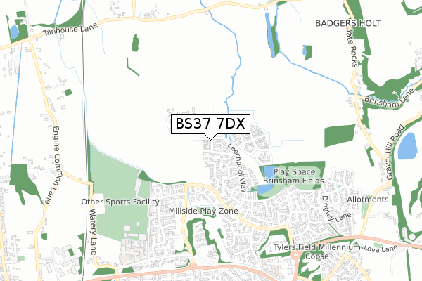 BS37 7DX map - small scale - OS Open Zoomstack (Ordnance Survey)