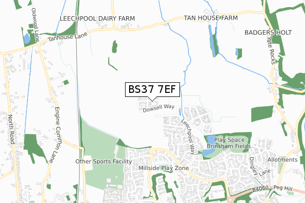 BS37 7EF map - small scale - OS Open Zoomstack (Ordnance Survey)
