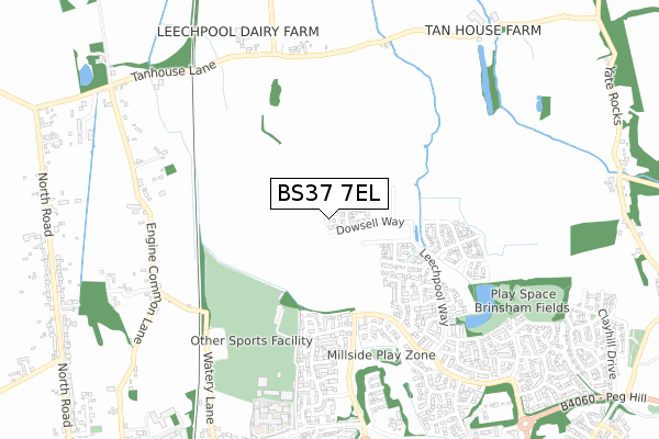 BS37 7EL map - small scale - OS Open Zoomstack (Ordnance Survey)