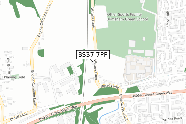 BS37 7PP map - large scale - OS Open Zoomstack (Ordnance Survey)