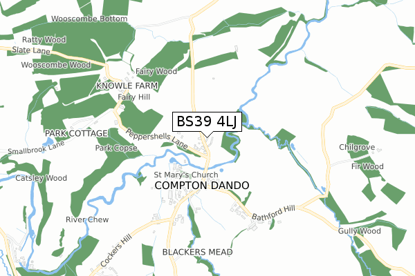 BS39 4LJ map - small scale - OS Open Zoomstack (Ordnance Survey)