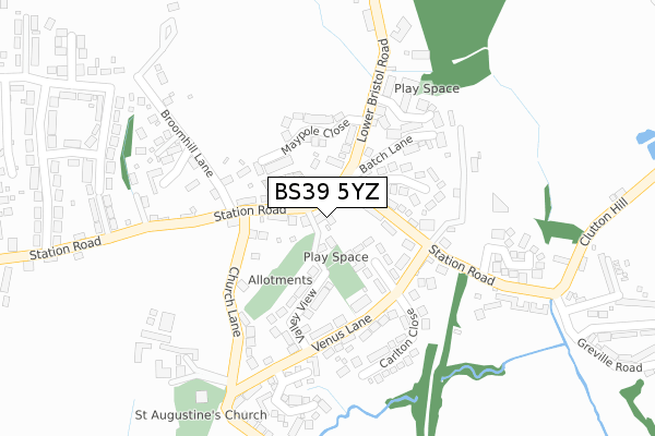 BS39 5YZ map - large scale - OS Open Zoomstack (Ordnance Survey)