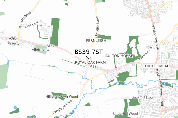 BS39 7ST map - small scale - OS Open Zoomstack (Ordnance Survey)