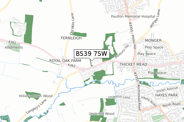 BS39 7SW map - small scale - OS Open Zoomstack (Ordnance Survey)