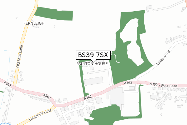 BS39 7SX map - large scale - OS Open Zoomstack (Ordnance Survey) BS39 7SX map - large scale - OS Open Zoomstack (Ordnance Survey)